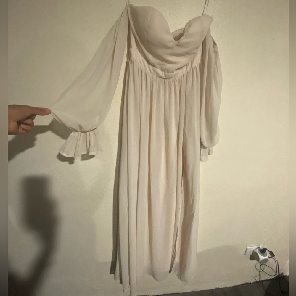 SHEIN Cream Long Sleeve Dress